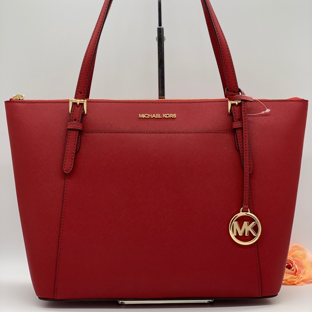 MICHAEL KORS CIARA LG TZ TOTE SCARLET 35T8GC6T9L - Picture 1 of 16